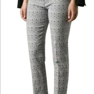 Tory Burch Blue White Heidi Slim Fit Print Pants